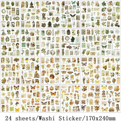 Vintage Stickers for Scrapbooking, Junk Journal - 24 Sheets Washi Sticker, Victorian Journal Stickers Book for Women, Self-Adhesive Scrapbook & Junk Journal Supplies (Red) in Saudi Arabia