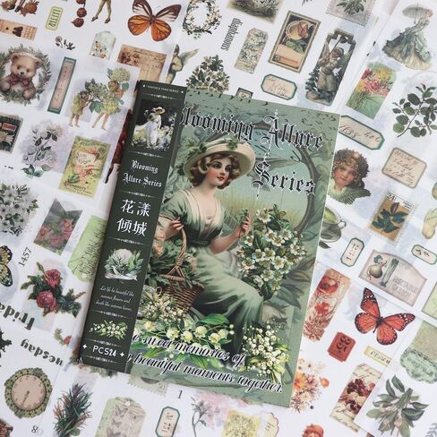 Vintage Stickers for Scrapbooking, Junk Journal - 24 Sheets Washi Sticker, Victorian Journal Stickers Book for Women, Self-Adhesive Scrapbook & Junk Journal Supplies (Red) in Saudi Arabia