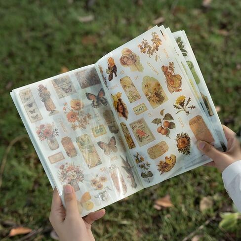 Vintage Stickers for Scrapbooking, Junk Journal - 24 Sheets Washi Sticker, Victorian Journal Stickers Book for Women, Self-Adhesive Scrapbook & Junk Journal Supplies (Red) in Saudi Arabia