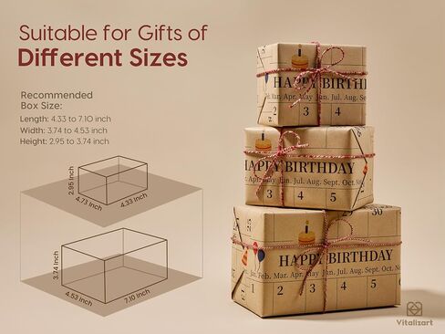 Vitalizart Write-On Calendar Birthday Wrapping Paper Set 17" With 5-Yard Twine Recyclable Customizable Gift Wrap For Birthday Party Baby Shower Handmade Crafts in Saudi Arabia