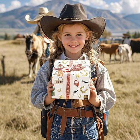ورق التغليف Crashot Western Cowboy - 12 ورقة ورقة غرب وايلد وربا روديو ، وورقة هدايا على طراز الصبار الحصان لعيد ميلاد عيد ميلاد العطلة دش (لا لفة ، 19.7 × 27.6 بوصة) in Saudi Arabia