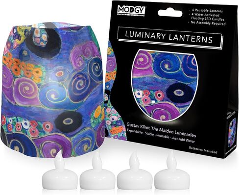 4 فوانيس مضيئة من MODGY - شموع LED عائمة مع بطاريات متضمنة - مصابيح رائعة لحفلات الزفاف والحفلات والباحات والاحتفالات بجميع أنواعها (دوائر كاندينسكي) in Kuwait
