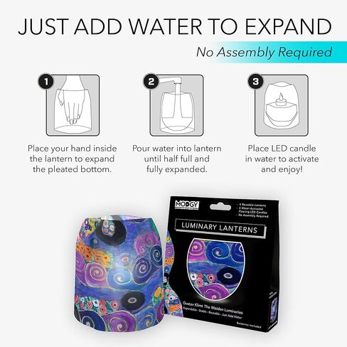 4 فوانيس مضيئة من MODGY - شموع LED عائمة مع بطاريات متضمنة - مصابيح رائعة لحفلات الزفاف والحفلات والباحات والاحتفالات بجميع أنواعها (دوائر كاندينسكي) in Kuwait