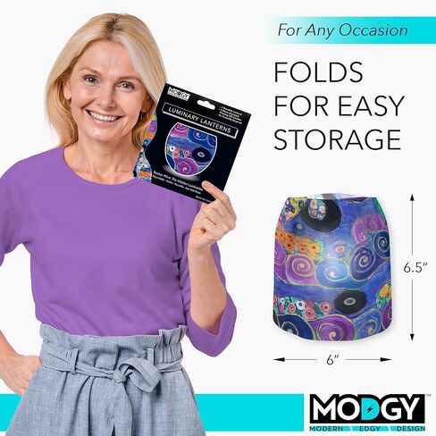 4 فوانيس مضيئة من MODGY - شموع LED عائمة مع بطاريات متضمنة - مصابيح رائعة لحفلات الزفاف والحفلات والباحات والاحتفالات بجميع أنواعها (دوائر كاندينسكي) in Kuwait