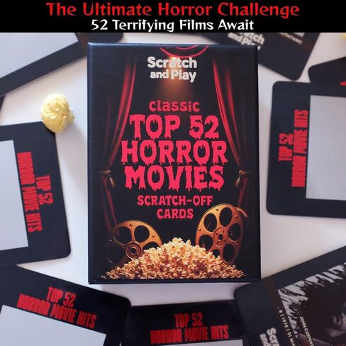 Horror Gifts for Horror Movie Lovers - USA Premium Top 52 Horror Movies Scratch Off Cards - Horror Movie Cards - Halloween Movie Night - Date Night Ideas for Couples - Horror Gift for Women and Men in Saudi Arabia