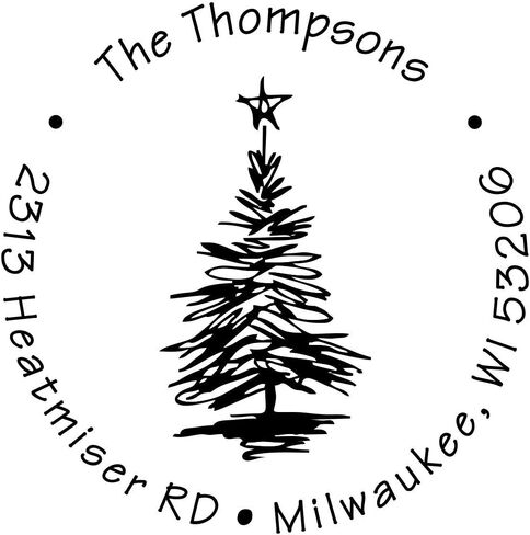 Custom Christmas Address Stamp, Sketch Christmas Tree Address Stamp, Personalized Address Stamp, Christmas Self-Inking Address Stamp, Stamps for Christmas Cards in Kuwait