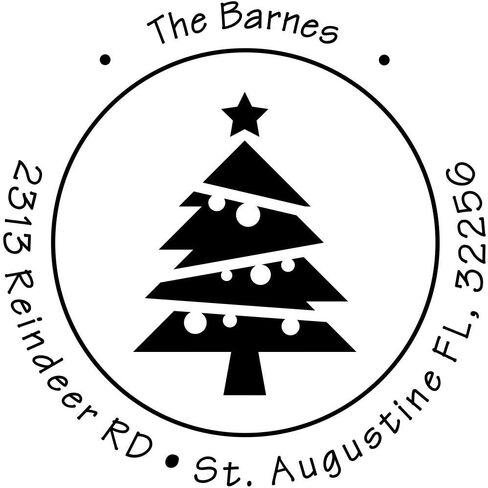 Custom Christmas Address Stamp, Sketch Christmas Tree Address Stamp, Personalized Address Stamp, Christmas Self-Inking Address Stamp, Stamps for Christmas Cards in Kuwait
