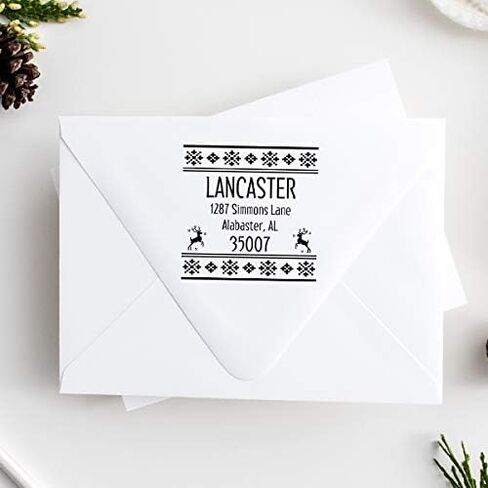 Custom Christmas Address Stamp, Sketch Christmas Tree Address Stamp, Personalized Address Stamp, Christmas Self-Inking Address Stamp, Stamps for Christmas Cards in Kuwait