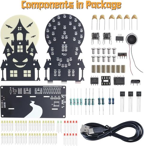 هالوين LED LID DIY KIT ، Mioyoow مسكون مشاريع لحام القلعة مع 3 أوضاع الإضاءة والأصوات المخيفة ، مجموعة التمرينات الممتعة للتعلم الإلكترونيات المدرسية وزخارف الهالوين in Saudi Arabia