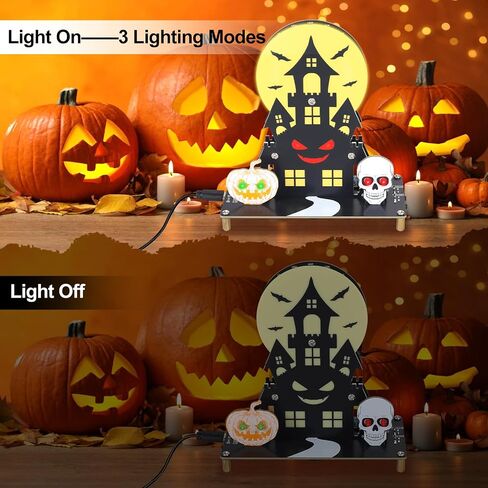 هالوين LED LID DIY KIT ، Mioyoow مسكون مشاريع لحام القلعة مع 3 أوضاع الإضاءة والأصوات المخيفة ، مجموعة التمرينات الممتعة للتعلم الإلكترونيات المدرسية وزخارف الهالوين in Saudi Arabia