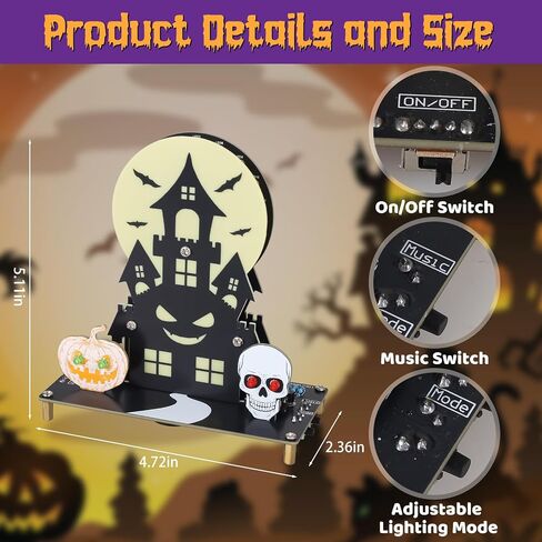 هالوين LED LID DIY KIT ، Mioyoow مسكون مشاريع لحام القلعة مع 3 أوضاع الإضاءة والأصوات المخيفة ، مجموعة التمرينات الممتعة للتعلم الإلكترونيات المدرسية وزخارف الهالوين in Saudi Arabia