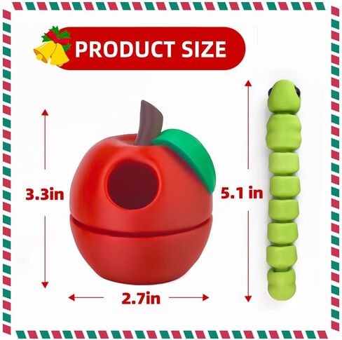 3D Printed Apple Container with Worm Flexi Inside,3D Printed Animals Toys,STEM Educational Toy for Nature Learning,Fun Sensory Fidget Toy for Kids, Unique Fun Decoration (Red) in Saudi Arabia