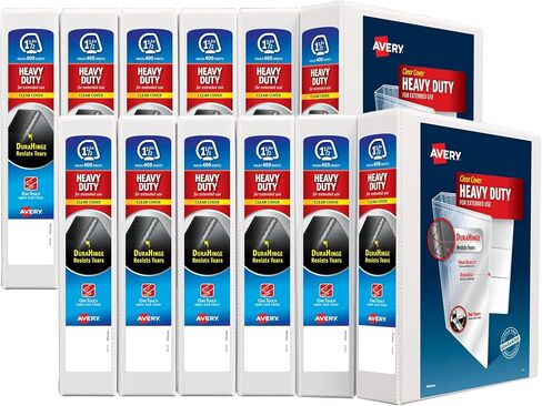 Avery Heavy-Duty View 3 Ring Binders, 1.5" One Touch EZD Rings, 12 White Binders (79195) in Saudi Arabia