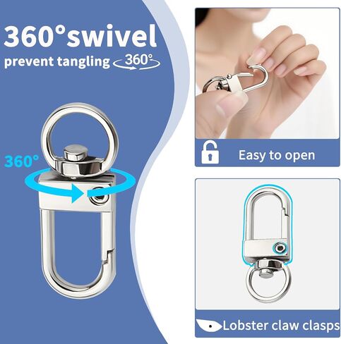 18PCS Colorful Lobster Claw Clasps for Keychains, Metal Keychain Hooks Swivel Snap Clasp Hooks Keychain Clips for DIY Crafts, Jewelry, Bags, Needlework - 1.26x0.48 in in Saudi Arabia