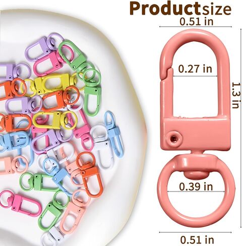 18PCS Colorful Lobster Claw Clasps for Keychains, Metal Keychain Hooks Swivel Snap Clasp Hooks Keychain Clips for DIY Crafts, Jewelry, Bags, Needlework - 1.26x0.48 in in Saudi Arabia