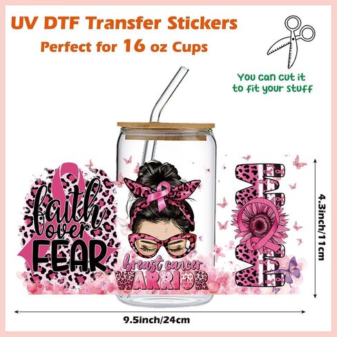 الوردي الشريط الوردي UV DTF Cup Wraps - 5 ورقة الوعي بسرطان الثدي UV DTF نقل ، شريط وردي ملاك الأمل UVDTF لفات الزجاج ، ملصق نقل ماء ، حرف DIY لمحارب سرطان الثدي in Kuwait