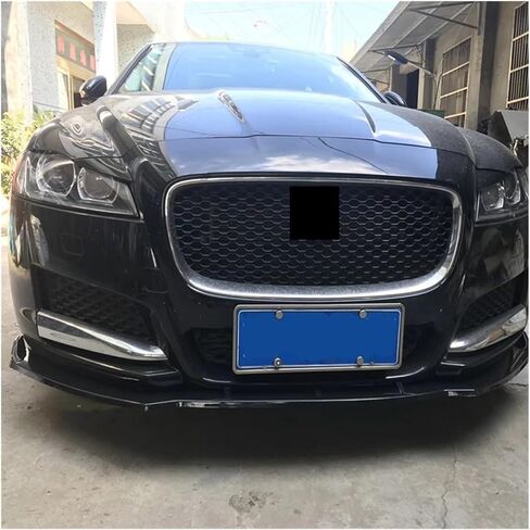 ألياف الكربون أو ABS Material الأمامي المصد قدم الشفاه المفسد متوافق مع Jaguar XF 2016 2017 أجزاء ضبط (Gloss Black) in Kuwait