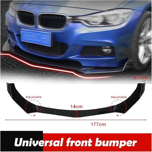 Universal Front Lip Spoiler Pumper قابل للتعديل مع BMW للبنز ل Honda لـ VW Frant Splitter Diffuser Lower Body Kit (أسود لامع) in Kuwait