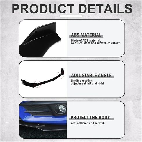 Universal Front Lip Spoiler Pumper قابل للتعديل مع BMW للبنز ل Honda لـ VW Frant Splitter Diffuser Lower Body Kit (أسود لامع) in Kuwait