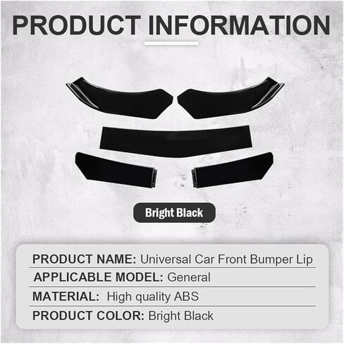 Universal Front Lip Spoiler Pumper قابل للتعديل مع BMW للبنز ل Honda لـ VW Frant Splitter Diffuser Lower Body Kit (أسود لامع) in Kuwait