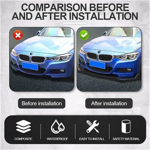 Universal Front Lip Spoiler Pumper قابل للتعديل مع BMW للبنز ل Honda لـ VW Frant Splitter Diffuser Lower Body Kit (أسود لامع) in Kuwait