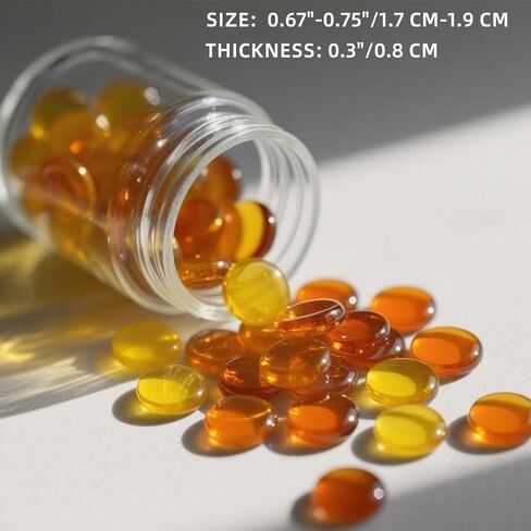 0.96 LB Mix Color Flat Glass Beads Marbles 0.65-0.75 Inch Smooth Stone Pebbles for Aquarium Fish Tank Rocks Vase Fillers Floral DIY Craft Gems Home Decor (Orange Yellow Amber) in Kuwait