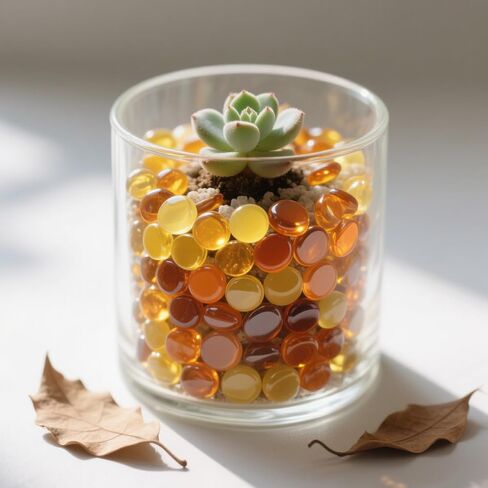 0.96 LB Mix Color Flat Glass Beads Marbles 0.65-0.75 Inch Smooth Stone Pebbles for Aquarium Fish Tank Rocks Vase Fillers Floral DIY Craft Gems Home Decor (Orange Yellow Amber) in Kuwait
