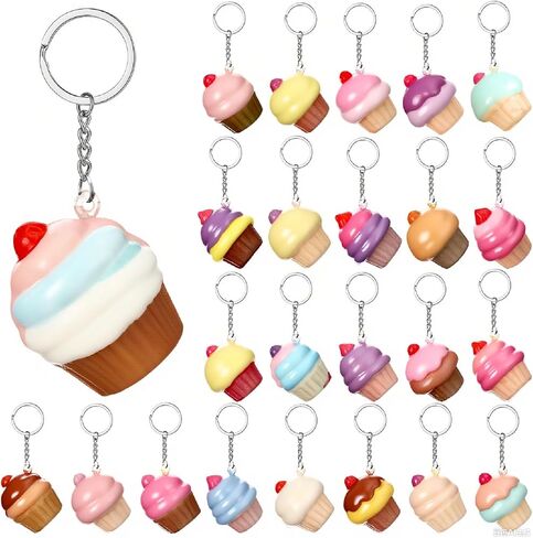 24 PCS Cupcake Squishy Ceychains للطلاب الضغط على كرات الإجهاد مفاتيح ألعاب الإجهاد اللطيفة للمعلم الطالب حفلة عيد ميلاد زميل في العمل in Kuwait