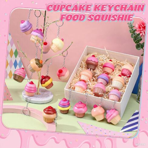24 PCS Cupcake Squishy Ceychains للطلاب الضغط على كرات الإجهاد مفاتيح ألعاب الإجهاد اللطيفة للمعلم الطالب حفلة عيد ميلاد زميل في العمل in Kuwait
