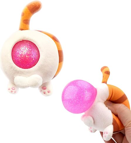 الإجهاد Buster الإجهاد المخلص للأطفال/البالغين قرصة قرصة التهوية تنفيس الكرة ناعمة حبات -Squeze Squishy Ball مع غطاء أفخم (Ginger Cat) in Kuwait