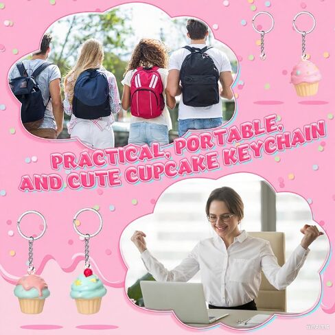 24 PCS Cupcake Squishy Ceychains للطلاب الضغط على كرات الإجهاد مفاتيح ألعاب الإجهاد اللطيفة للمعلم الطالب حفلة عيد ميلاد زميل في العمل in Kuwait