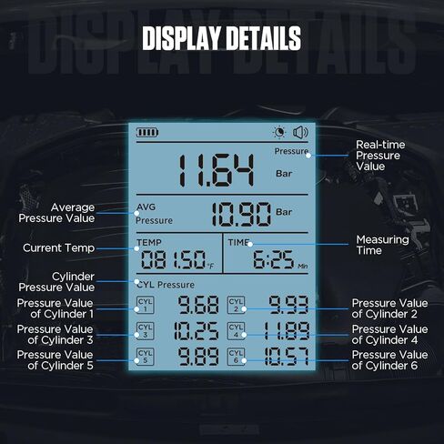 AUTOOL Fuel Pressure Gauge Digital Fuel Pressure Tester Kit, 0-426PSI, 0~29bar Fuel Injection Pressure Test Tools Set with Test Hoses & 11 Connectors, Backlit Display in Kuwait