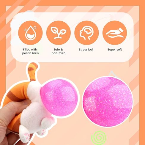 الإجهاد Buster الإجهاد المخلص للأطفال/البالغين قرصة قرصة التهوية تنفيس الكرة ناعمة حبات -Squeze Squishy Ball مع غطاء أفخم (Ginger Cat) in Kuwait