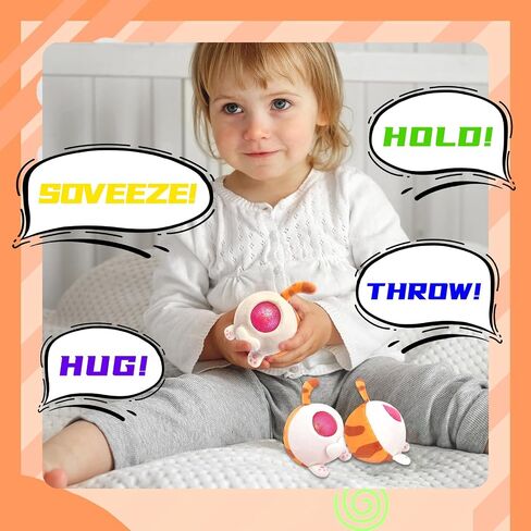الإجهاد Buster الإجهاد المخلص للأطفال/البالغين قرصة قرصة التهوية تنفيس الكرة ناعمة حبات -Squeze Squishy Ball مع غطاء أفخم (Ginger Cat) in Kuwait