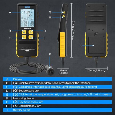 AUTOOL Fuel Pressure Gauge Digital Fuel Pressure Tester Kit, 0-426PSI, 0~29bar Fuel Injection Pressure Test Tools Set with Test Hoses & 11 Connectors, Backlit Display in Kuwait