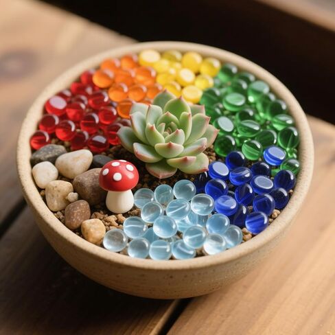 0.96 LB Mix Color Flat Glass Beads Marbles 0.65-0.75 Inch Smooth Stone Pebbles for Aquarium Fish Tank Rocks Vase Fillers Floral DIY Craft Gems Home Decor (Orange Yellow Amber) in Kuwait