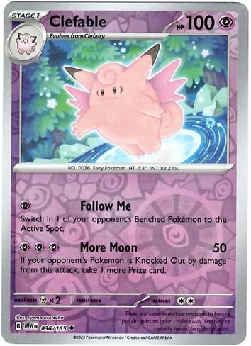 Pokemon - Clefable 036/165 - Pokemon 151 - Reverse Foil - Single Card in Saudi Arabia