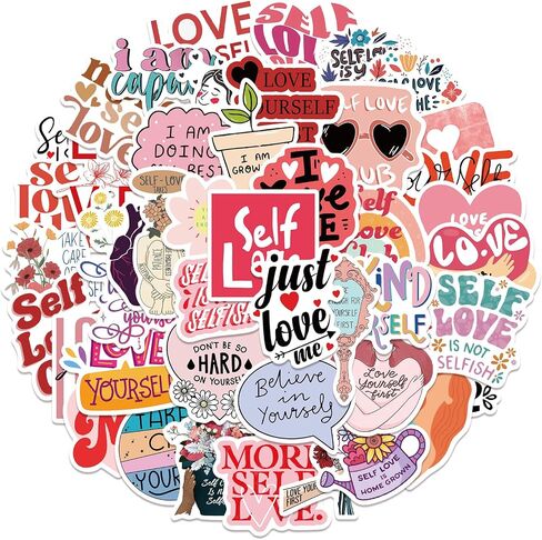 50 PCS Self Love Stickers أحب نفسك ملصقًا لرعاية الذات شارات الموافقة الذاتية لصحيفة Journaling Laptop Scraptles زجاجات مياه غيتار غريز هدايا فينيل مقاومة للماء للنساء فتاة المراهقين (Selflove) in Kuwait