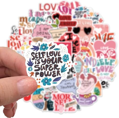 50 PCS Self Love Stickers أحب نفسك ملصقًا لرعاية الذات شارات الموافقة الذاتية لصحيفة Journaling Laptop Scraptles زجاجات مياه غيتار غريز هدايا فينيل مقاومة للماء للنساء فتاة المراهقين (Selflove) in Kuwait