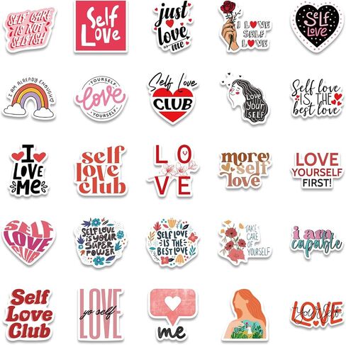 50 PCS Self Love Stickers أحب نفسك ملصقًا لرعاية الذات شارات الموافقة الذاتية لصحيفة Journaling Laptop Scraptles زجاجات مياه غيتار غريز هدايا فينيل مقاومة للماء للنساء فتاة المراهقين (Selflove) in Kuwait