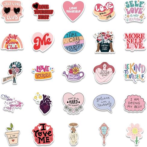 50 PCS Self Love Stickers أحب نفسك ملصقًا لرعاية الذات شارات الموافقة الذاتية لصحيفة Journaling Laptop Scraptles زجاجات مياه غيتار غريز هدايا فينيل مقاومة للماء للنساء فتاة المراهقين (Selflove) in Kuwait