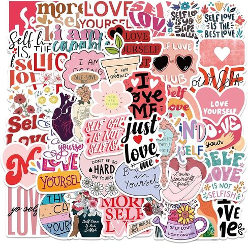 50 PCS Self Love Stickers أحب نفسك ملصقًا لرعاية الذات شارات الموافقة الذاتية لصحيفة Journaling Laptop Scraptles زجاجات مياه غيتار غريز هدايا فينيل مقاومة للماء للنساء فتاة المراهقين (Selflove) in Kuwait
