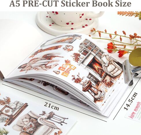 Snycler Afternoon Theme Sticker Scrapbooking Supplies for Junk Journal, 20 Sheets PET Stickers - Vintage Journaling Stickers, Ephemera Sticker Book Pre Cut, Junk Journal Supplies, Planner in Kuwait