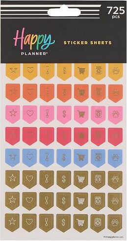 حزمة ملصقات Happy Planner 15 ورقة للتقويمات والمجلات والمخططين وملحقات سجل القصاصات والحجم الكلاسيكي و 725 ملصقات إجمالية وجريئة ومشرقة in Kuwait