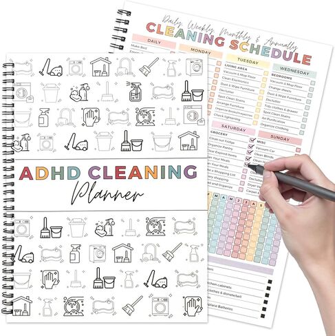 Adhd Planner Daily Cleaning Organizer - 2025 Chore Chart Schedule and Checklist - Adhd Household Needs Organization Weekly Monthly Yearly Home Family Full Focus Routine Clean Planners for Adults Women in Saudi Arabia