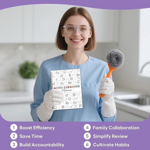 Adhd Planner Daily Cleaning Organizer - 2025 Chore Chart Schedule and Checklist - Adhd Household Needs Organization Weekly Monthly Yearly Home Family Full Focus Routine Clean Planners for Adults Women in Saudi Arabia