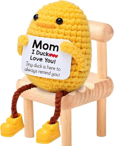 هدية لأمي من ابنة الابن الابن الأم يوم أمي هدايا عيد ميلاد للنساء الملهمة الكروشيه بطة الذكرى السنوية اللطيفة اليدوي لعبة بطة محبوكة مع بطاقة إيجابية هتاف أحبك هدية in Kuwait