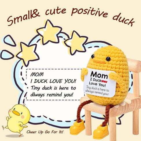 هدية لأمي من ابنة الابن الابن الأم يوم أمي هدايا عيد ميلاد للنساء الملهمة الكروشيه بطة الذكرى السنوية اللطيفة اليدوي لعبة بطة محبوكة مع بطاقة إيجابية هتاف أحبك هدية in Kuwait