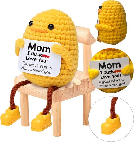 هدية لأمي من ابنة الابن الابن الأم يوم أمي هدايا عيد ميلاد للنساء الملهمة الكروشيه بطة الذكرى السنوية اللطيفة اليدوي لعبة بطة محبوكة مع بطاقة إيجابية هتاف أحبك هدية in Kuwait