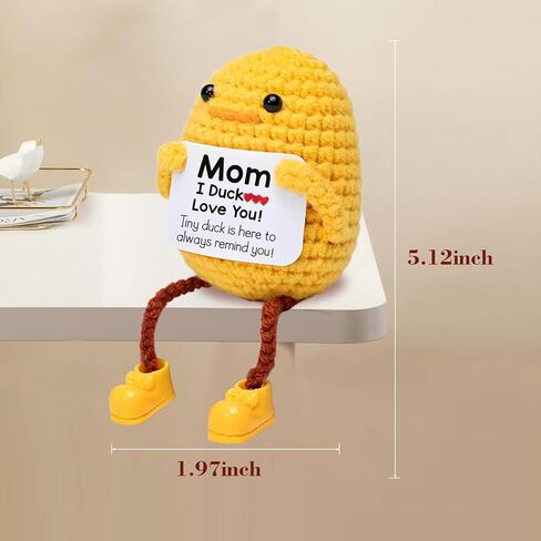 هدية لأمي من ابنة الابن الابن الأم يوم أمي هدايا عيد ميلاد للنساء الملهمة الكروشيه بطة الذكرى السنوية اللطيفة اليدوي لعبة بطة محبوكة مع بطاقة إيجابية هتاف أحبك هدية in Kuwait